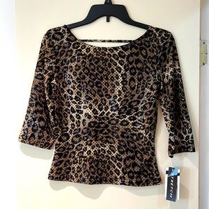 A. BYER Shimmery Leopard Top
